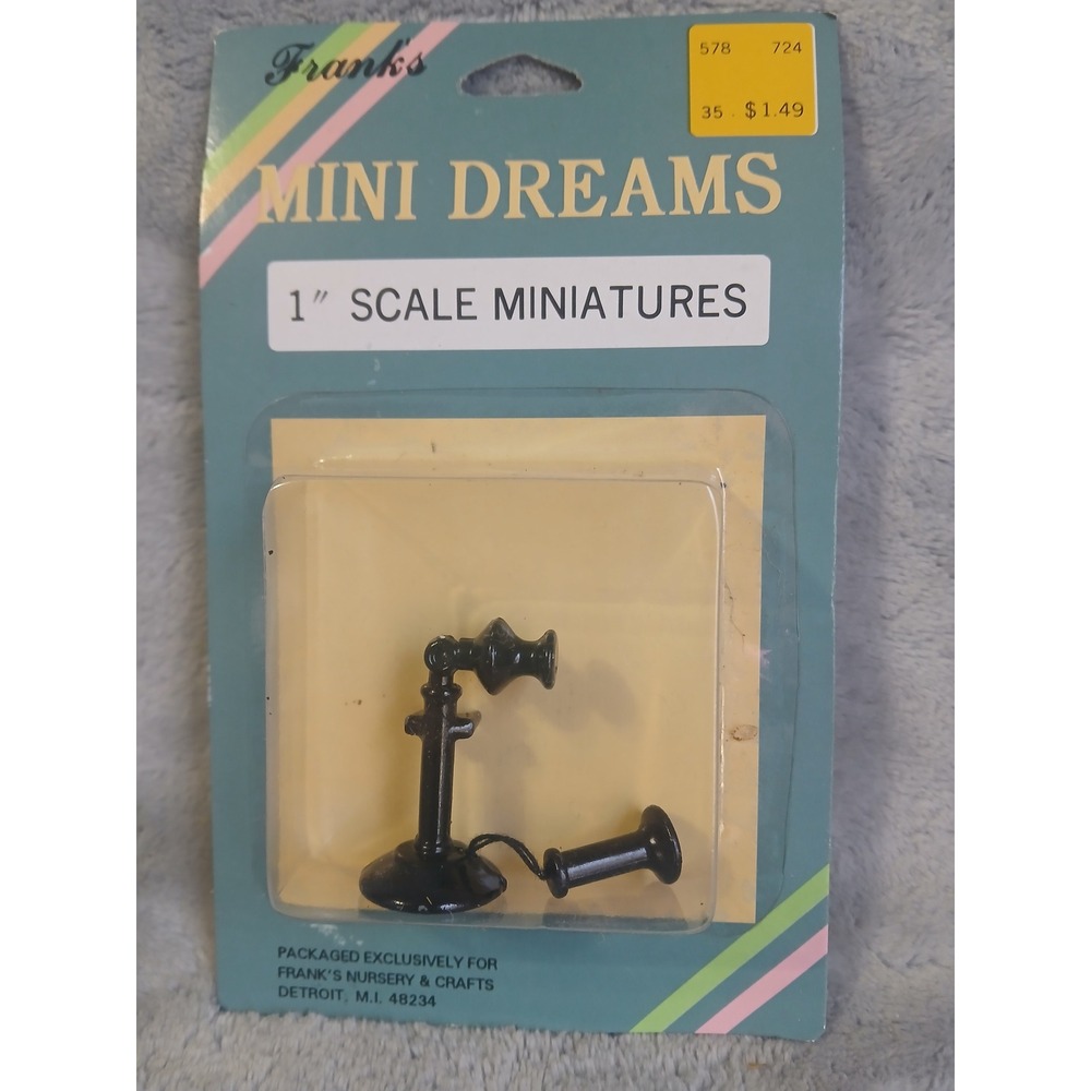 Franks Mini Dreams 1 Inch Scale Miniature Telephone Black Metal Vintage